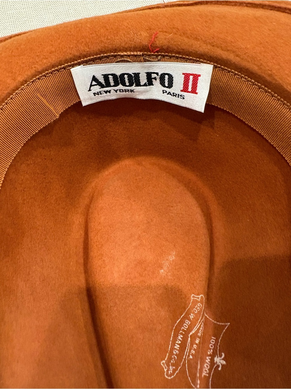 Adolfo II 100% wool Fedora Hat with Ribbon Trim made in USA - Picture 8 of 9